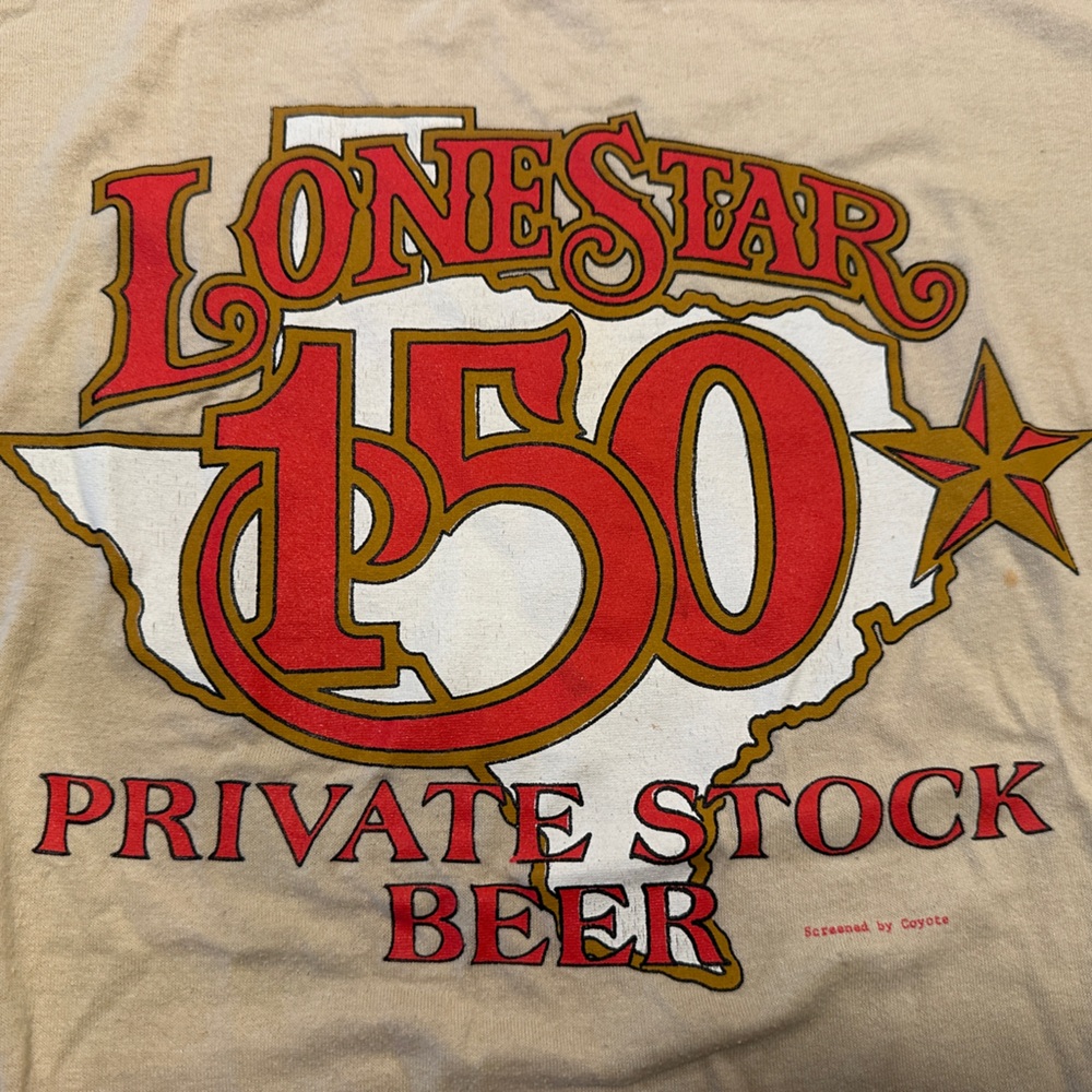 Vintage Lone Star Beer 150 Private Stock T-Shirt 1985 Texas Single Stitch‎ – L